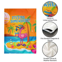 It’s 5 Somewhere Flamingo Tropical Beach Vacation Garden Flag Oasis Summer Vibes