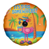 It’s 5 Somewhere Flamingo Tropical Beach Vacation Spare Tire Cover Oasis Summer Vibes
