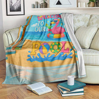 Welcome to Our Pool Floating Flamingo Tropical Throw Blanket Oasis Summer Vibes Beach Vacation