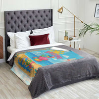 Welcome to Our Pool Floating Flamingo Tropical Throw Blanket Oasis Summer Vibes Beach Vacation