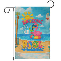 Welcome to Our Pool Floating Flamingo Tropical Garden Flag Oasis Summer Vibes Beach Vacation