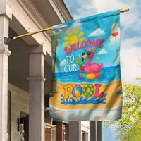 Welcome to Our Pool Floating Flamingo Tropical Garden Flag Oasis Summer Vibes Beach Vacation