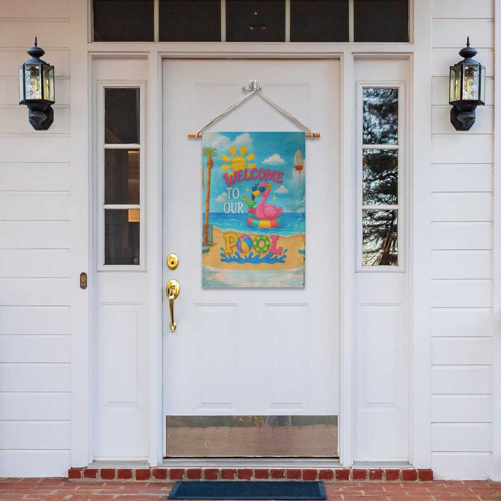 Welcome to Our Pool Floating Flamingo Tropical Garden Flag Oasis Summer Vibes Beach Vacation
