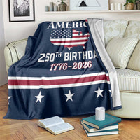 America 250th Birthday 1776 2026 Patriotic USA Map Throw Blanket Red White Blue 4th of July Independence Celebration