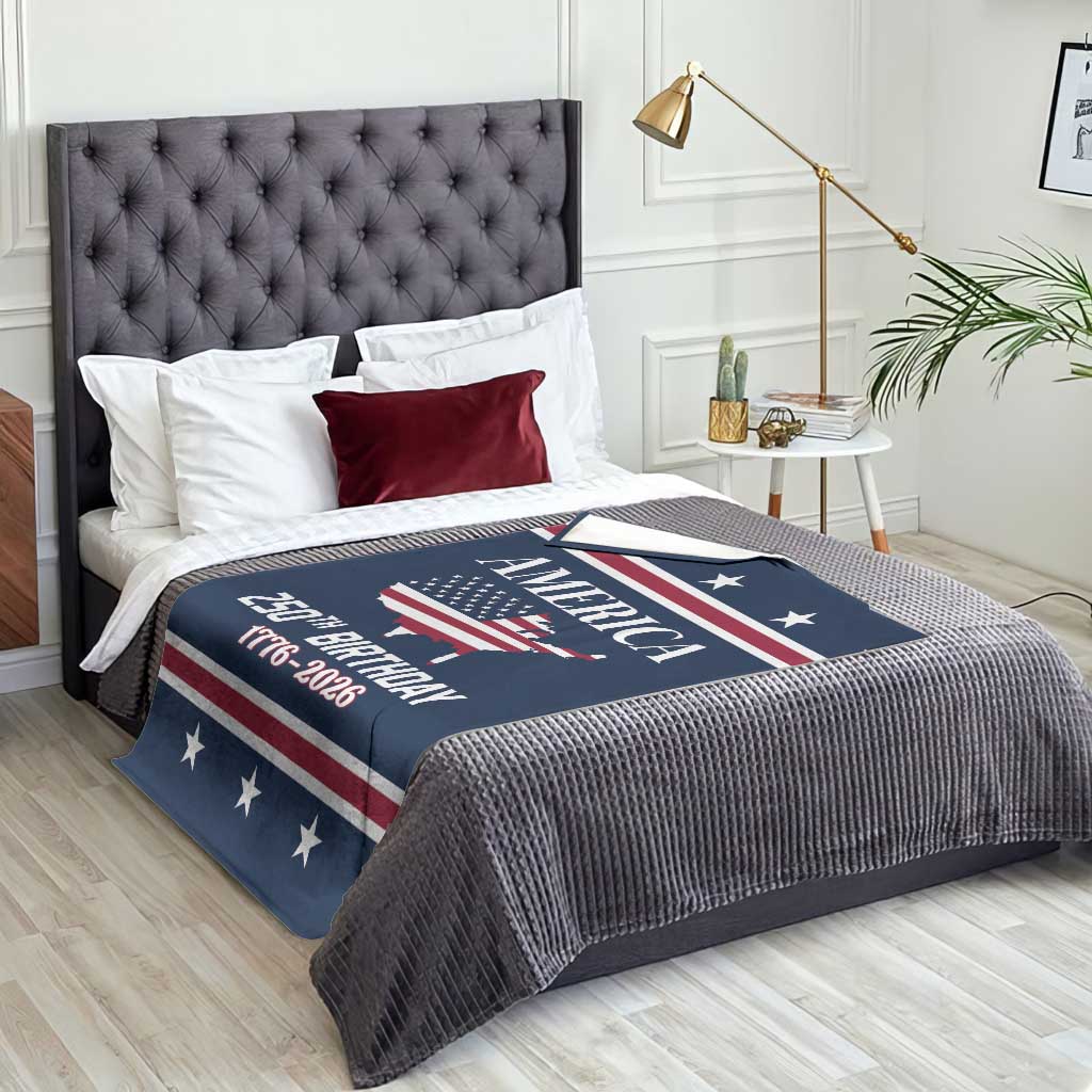 America 250th Birthday 1776 2026 Patriotic USA Map Throw Blanket Red White Blue 4th of July Independence Celebration