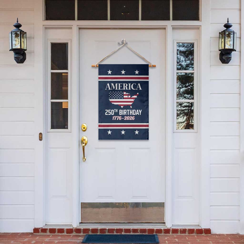 America 250th Birthday 1776 2026 Patriotic USA Map Garden Flag Red White Blue 4th of July Independence Celebration