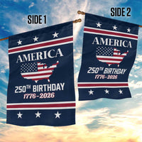 America 250th Birthday 1776 2026 Patriotic USA Map Garden Flag Red White Blue 4th of July Independence Celebration