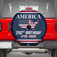 America 250th Birthday 1776 2026 Patriotic USA Map Spare Tire Cover Red White Blue 4th of July Independence Celebration