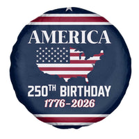 America 250th Birthday 1776 2026 Patriotic USA Map Spare Tire Cover Red White Blue 4th of July Independence Celebration