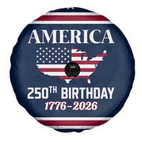America 250th Birthday 1776 2026 Patriotic USA Map Spare Tire Cover Red White Blue 4th of July Independence Celebration