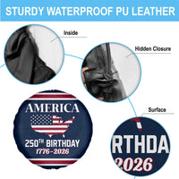 America 250th Birthday 1776 2026 Patriotic USA Map Spare Tire Cover Red White Blue 4th of July Independence Celebration