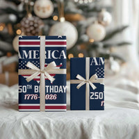 America 250th Birthday 1776 2026 Patriotic USA Map Wrapping Paper Roll Red White Blue 4th of July Independence Celebration