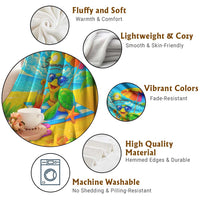 Summer Sea Turtle Drinking Cocktail Throw Blanket Beach Paradise Oasis Vacation