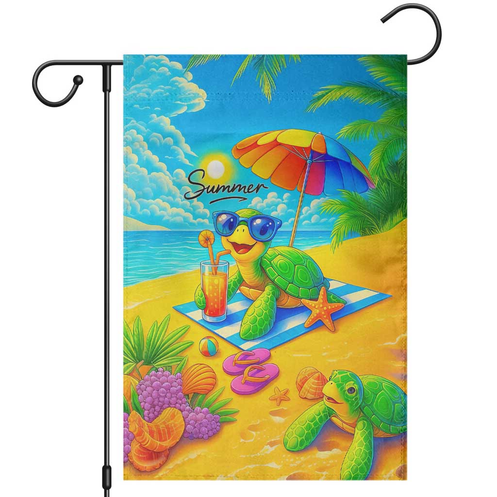 Summer Sea Turtle Drinking Cocktail Garden Flag Beach Paradise Oasis Vacation