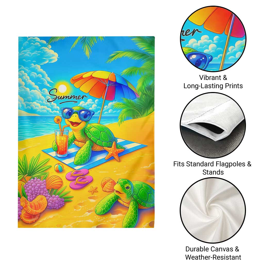 Summer Sea Turtle Drinking Cocktail Garden Flag Beach Paradise Oasis Vacation