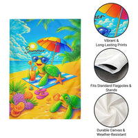 Summer Sea Turtle Drinking Cocktail Garden Flag Beach Paradise Oasis Vacation