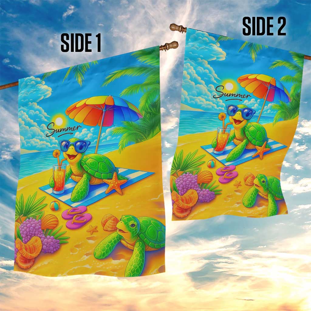 Summer Sea Turtle Drinking Cocktail Garden Flag Beach Paradise Oasis Vacation
