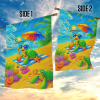 Summer Sea Turtle Drinking Cocktail Garden Flag Beach Paradise Oasis Vacation