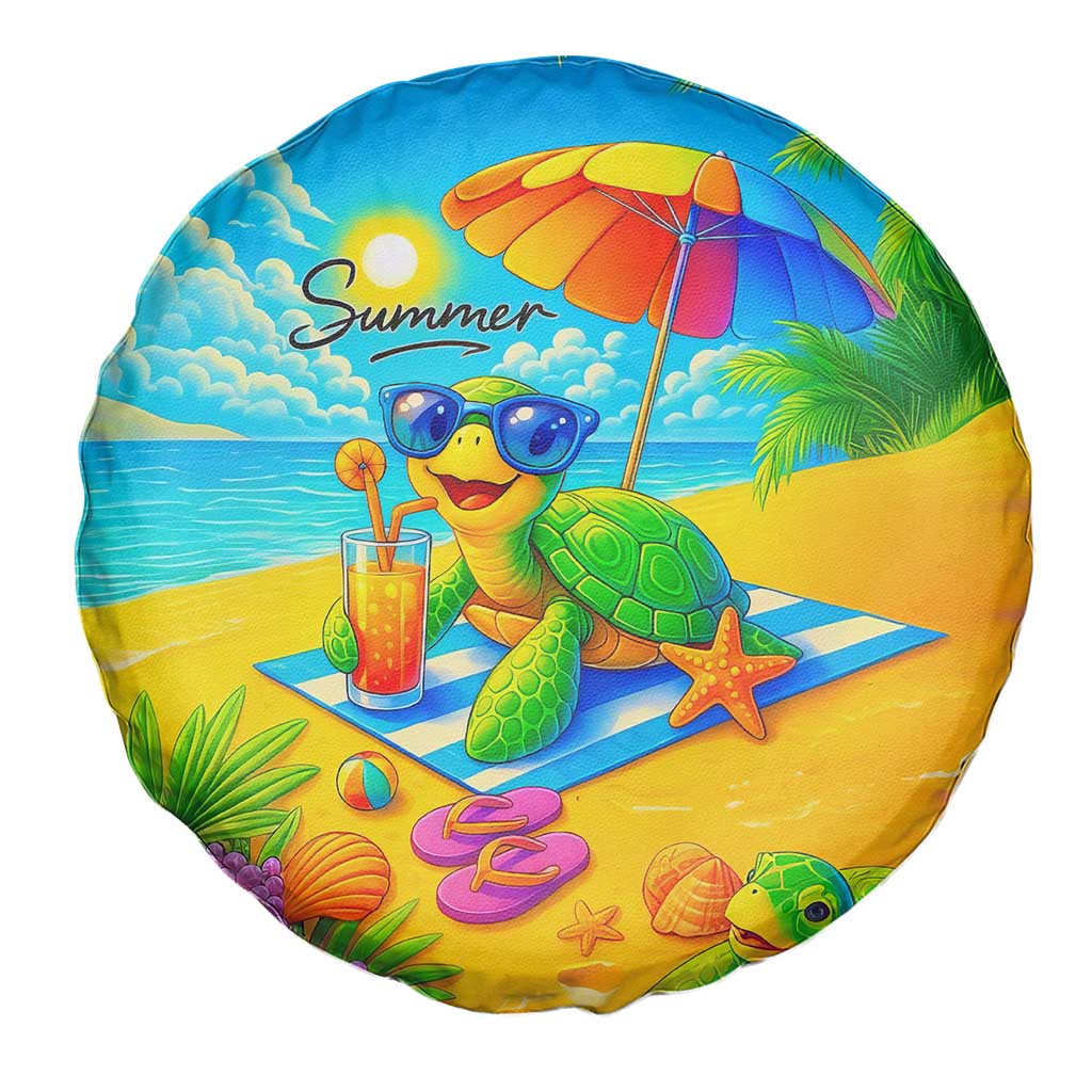 Summer Sea Turtle Drinking Cocktail Spare Tire Cover Beach Paradise Oasis Vacation