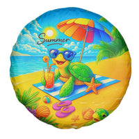 Summer Sea Turtle Drinking Cocktail Spare Tire Cover Beach Paradise Oasis Vacation