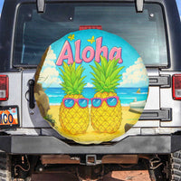 Aloha Sunglasses Pineapples Tropical Hawaii Spare Tire Cover Beach Vacation Oasis Summer Vibes