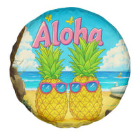 Aloha Sunglasses Pineapples Tropical Hawaii Spare Tire Cover Beach Vacation Oasis Summer Vibes