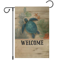 Welcome Sea Turtle Coastal Coral Wood Texture Ocean Garden Flag