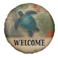 Welcome Sea Turtle Coastal Coral Wood Texture Ocean Spare Tire Cover