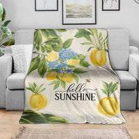 Hello Sunshine Watercolor Lemons and Hydrangeas Floral Throw Blanket