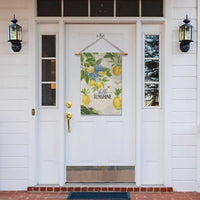 Hello Sunshine Watercolor Lemons and Hydrangeas Floral Garden Flag