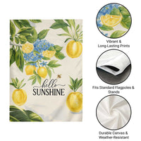 Hello Sunshine Watercolor Lemons and Hydrangeas Floral Garden Flag