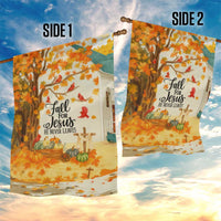 Fall for Jesus He Never Leaves Autumn Church and Pumpkins Garden Flag