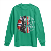 Fierce Norge Viking Warrior with Horned Helmet Graphic Long Sleeve Shirt Norway Pride Distressed Norwegian Flag and Runes