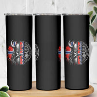 Fierce Norge Viking Warrior with Horned Helmet Graphic Skinny Tumbler Norway Pride Distressed Norwegian Flag and Runes
