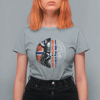 Fierce Norge Viking Warrior with Horned Helmet Graphic T Shirt For Women Norway Pride Distressed Norwegian Flag and Runes