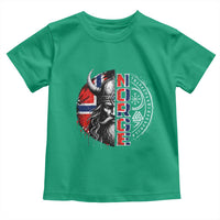 Fierce Norge Viking Warrior with Horned Helmet Graphic Toddler T Shirt Norway Pride Distressed Norwegian Flag and Runes
