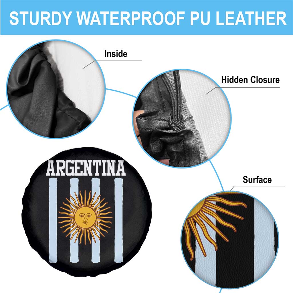 Argentina Sun of May Flag Retro Graphic Spare Tire Cover Patriotic Argentine Heritage Pride Souvenir