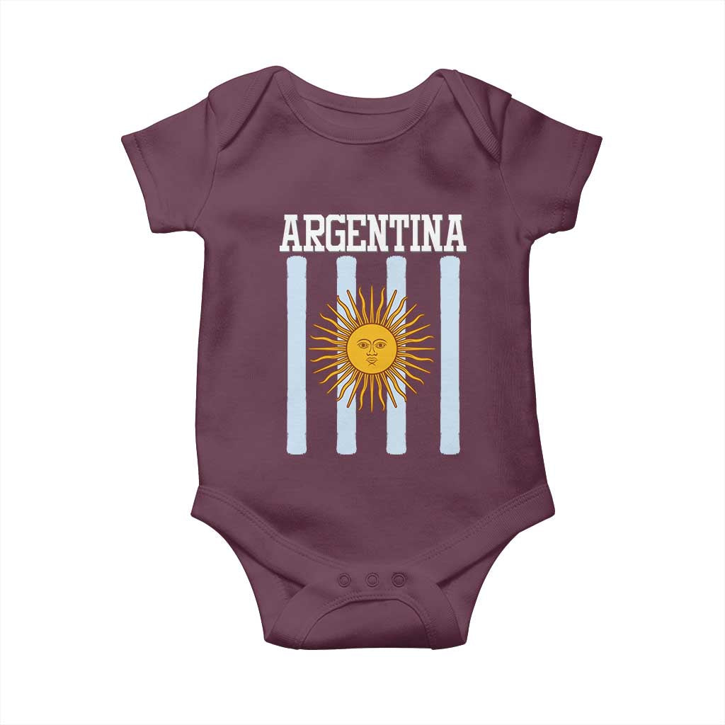 Argentina Sun of May Flag Retro Graphic Baby Onesie Patriotic Argentine Heritage Pride Souvenir