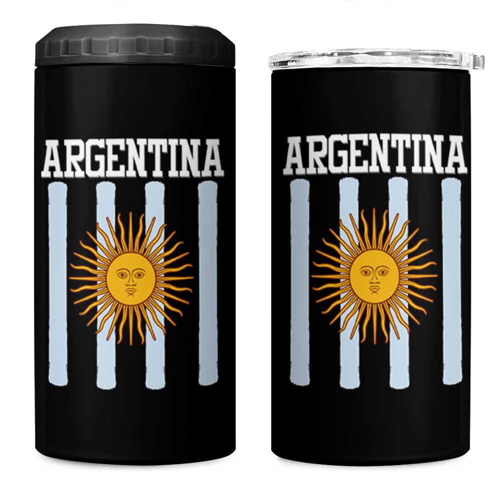 Argentina Sun of May Flag Retro Graphic 4 in 1 Can Cooler Tumbler Patriotic Argentine Heritage Pride Souvenir