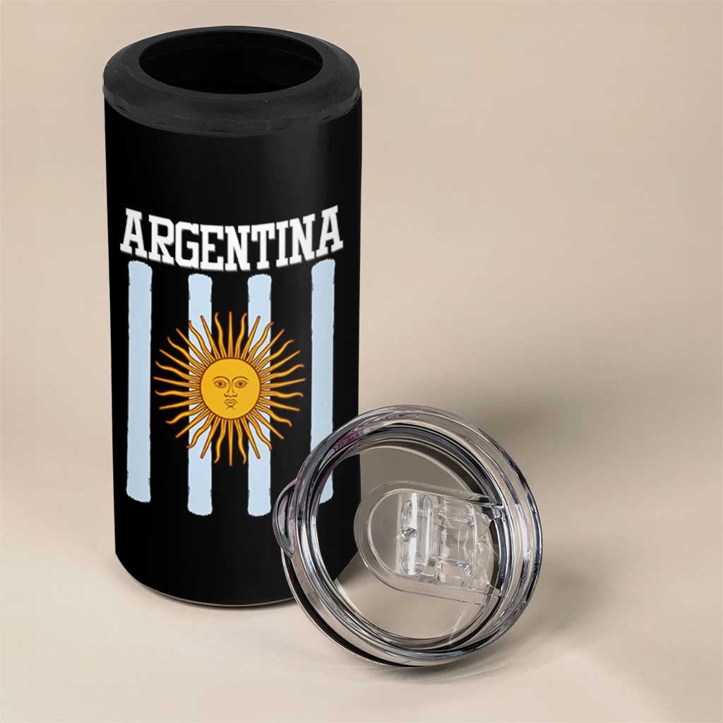 Argentina Sun of May Flag Retro Graphic 4 in 1 Can Cooler Tumbler Patriotic Argentine Heritage Pride Souvenir