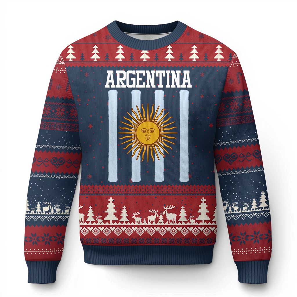 Argentina Sun of May Flag Retro Graphic Ugly Christmas Sweater Patriotic Argentine Heritage Pride Souvenir