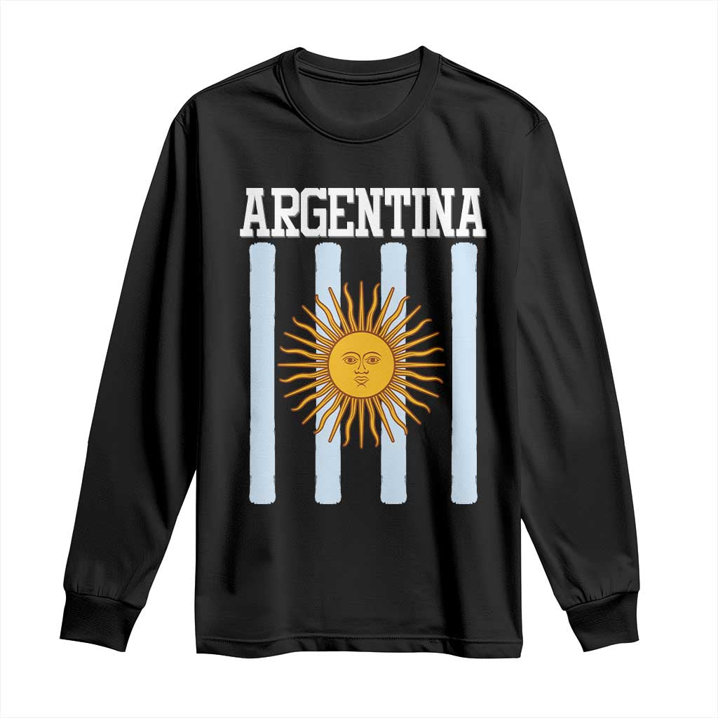 Argentina Sun of May Flag Retro Graphic Long Sleeve Shirt Patriotic Argentine Heritage Pride Souvenir