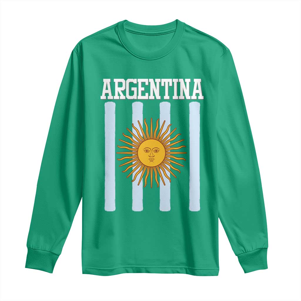 Argentina Sun of May Flag Retro Graphic Long Sleeve Shirt Patriotic Argentine Heritage Pride Souvenir