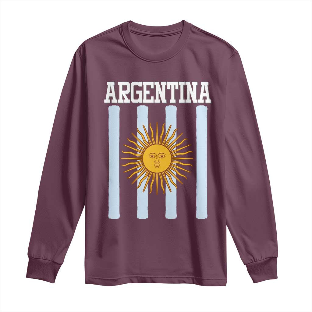 Argentina Sun of May Flag Retro Graphic Long Sleeve Shirt Patriotic Argentine Heritage Pride Souvenir