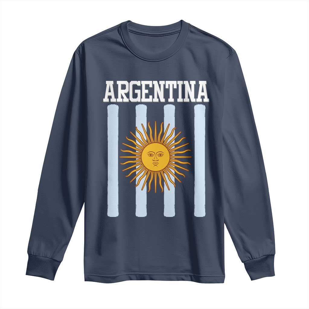 Argentina Sun of May Flag Retro Graphic Long Sleeve Shirt Patriotic Argentine Heritage Pride Souvenir