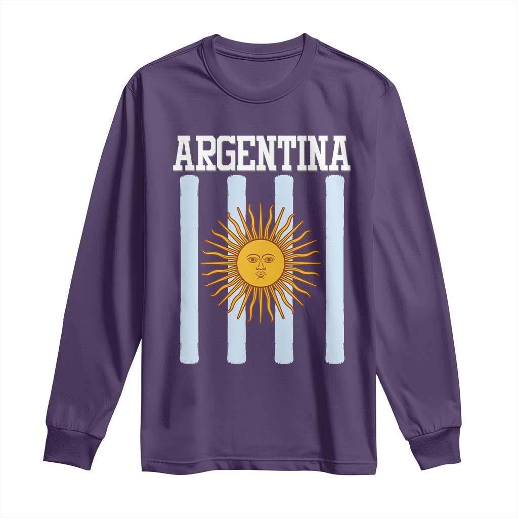 Argentina Sun of May Flag Retro Graphic Long Sleeve Shirt Patriotic Argentine Heritage Pride Souvenir