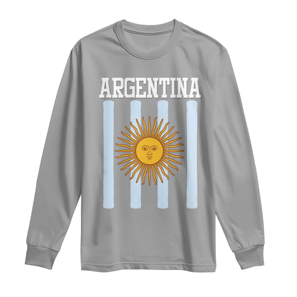 Argentina Sun of May Flag Retro Graphic Long Sleeve Shirt Patriotic Argentine Heritage Pride Souvenir