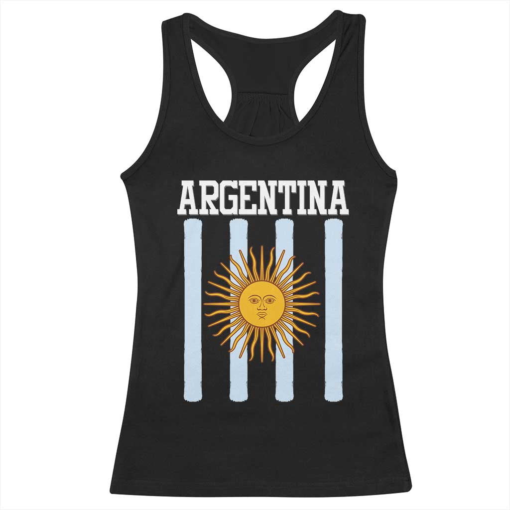 Argentina Sun of May Flag Retro Graphic Racerback Tank Top Patriotic Argentine Heritage Pride Souvenir