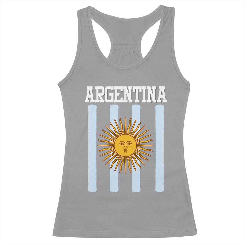 Argentina Sun of May Flag Retro Graphic Racerback Tank Top Patriotic Argentine Heritage Pride Souvenir