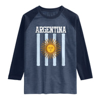 Argentina Sun of May Flag Retro Graphic Raglan Shirt Patriotic Argentine Heritage Pride Souvenir